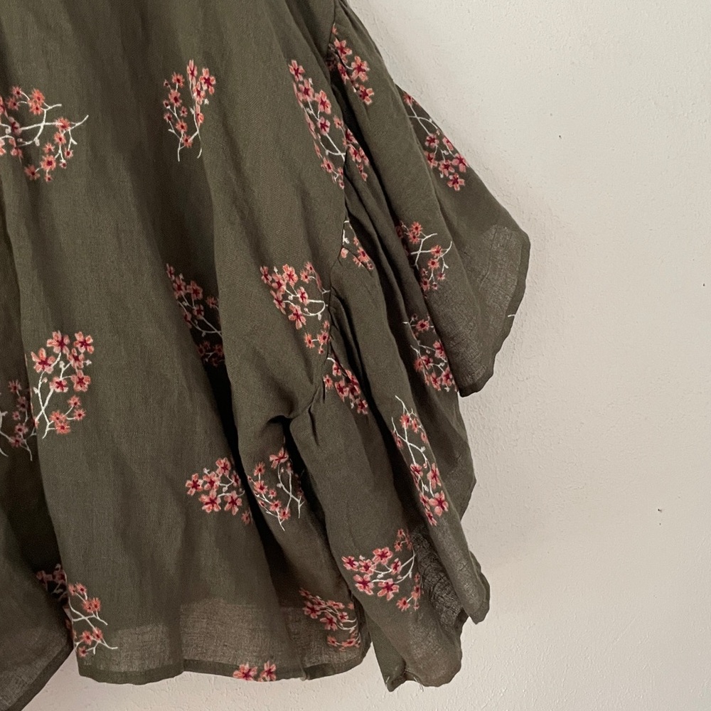 Universal Thread Linen Blend Wrap Top Open Front Onesize Cover Up Coastal Green - Picture 7 of 15